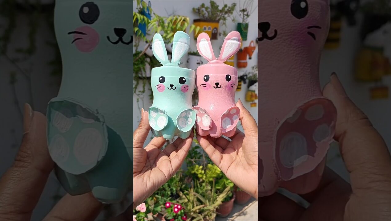 DIY Cutest Rabbit🐰 Planters from Waste Plastic Bottles #diy #craft #reuse #upcycling #planter