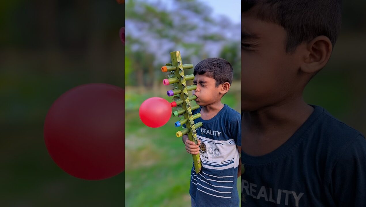 A large toy with coconut tips and colorful balloons #diy #art