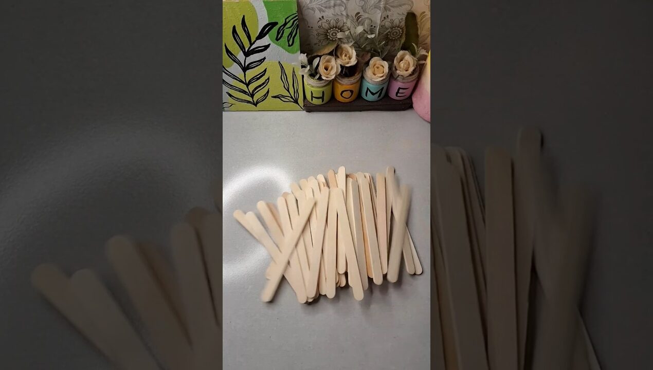 Popsicle Sticks Diy Wall Decor🧡🧡#art #craft #diy #shorts