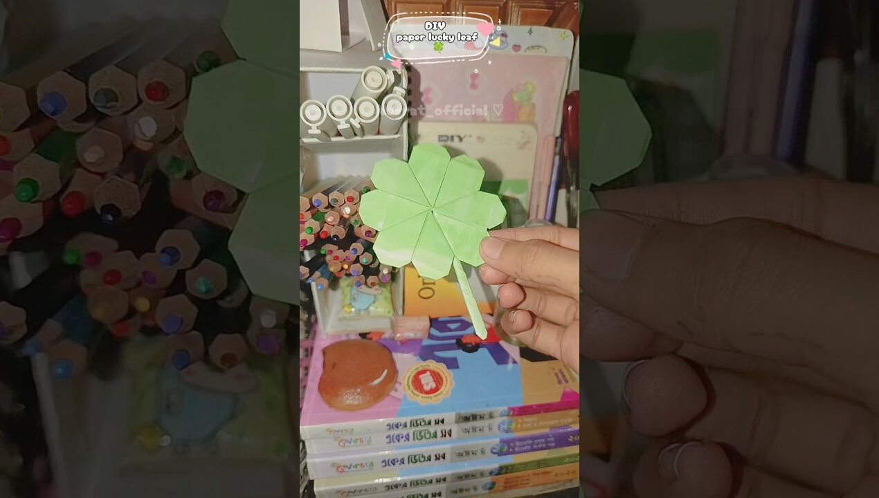 paper lucky leaf 🍀🍥🍰|#origami #diy #shorts #trending #sticker #kawaii #juminocore