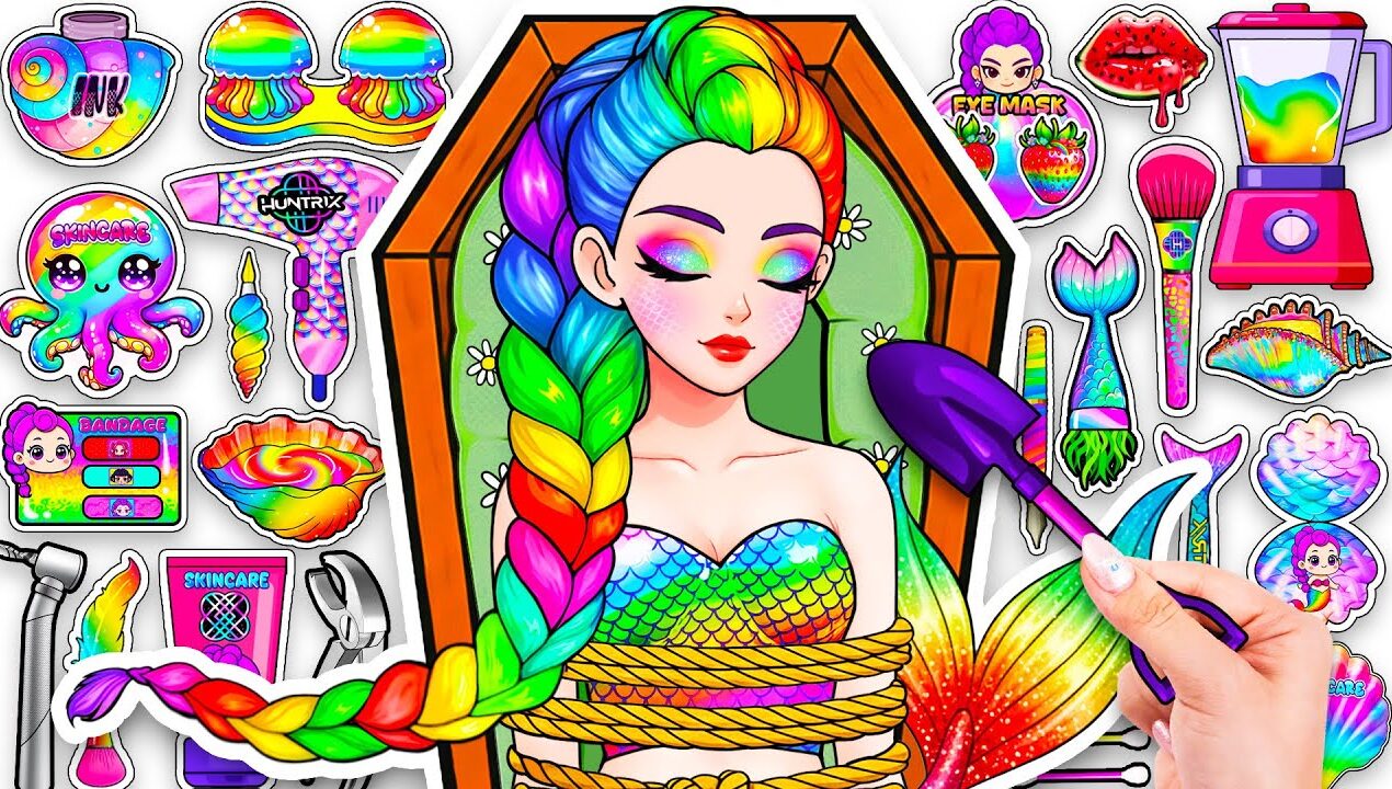 💖Paper DIY💖KPOP DEMON HUNTERS RUMI mermaid colorful + Skincare +Makeup Blind Bag Unboxing ASMR P.t3