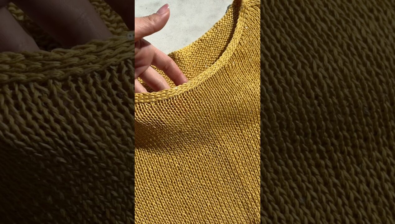 Обработка горловины и низа изделия на примере моего топа Линен. Мк в описании.#knitting