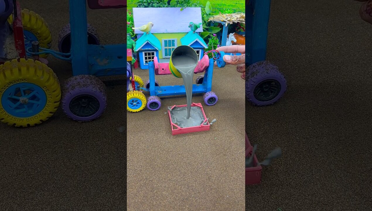 😱 Amazing Mini Tractor Making Cement Pillar | DIY Real Working Construction Machine 🚜 #shorts
