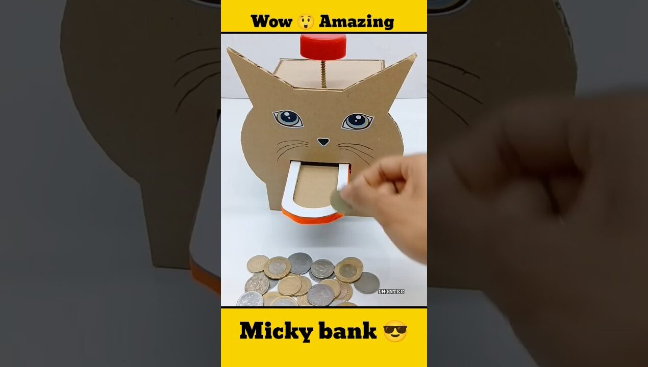 Diy mickey bank #shorts #diy #viral #cardboardcraft