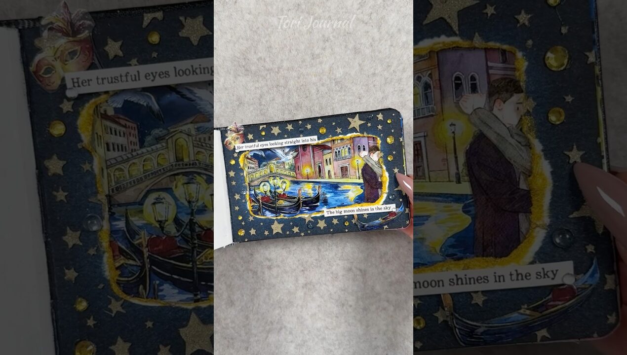 ASMR journal scenery Venice Night🛶⚓️🇮🇹🌌🌙|#asmr #journal #scrapbooking #journaling #art #diy