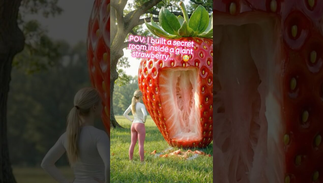 I turned a giant strawberry into my dream room ‼️#strawberry #fruitinspiredroom #strawberryhouse