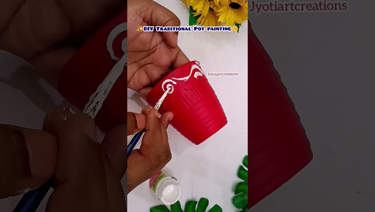 DIY Pot Painting ideas|flower pot painting|pot painting|traditional painting|voiceover#shorts#potart