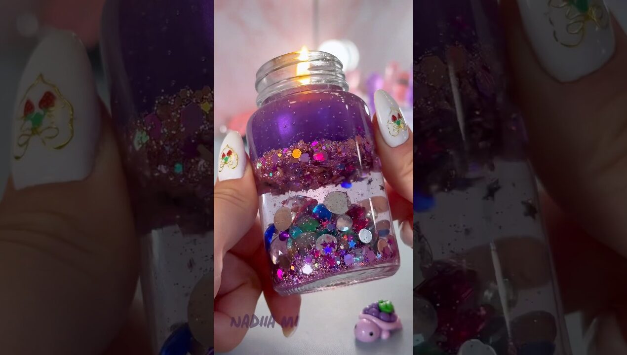 Mini Bottle Water Candle DIY in Purple ✨