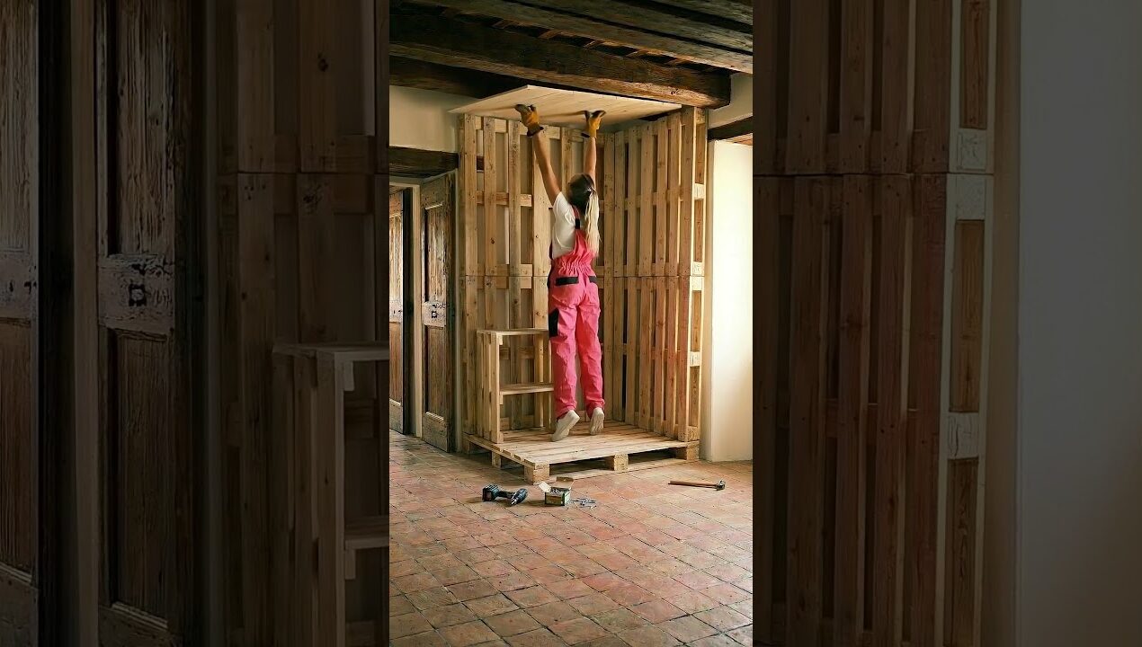 DIY Pallet Closet Build – Cozy Storage Made Easy #diy #construction #asmr #homedecor