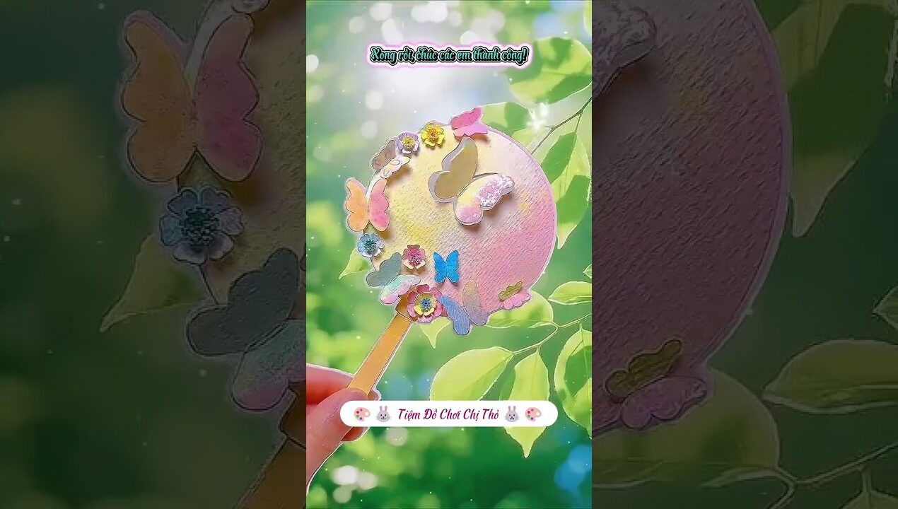 Chị Thỏ hướng dẫn DIY chiếc quạt hồ điệp #tiemdochoi #dochoigiay #종이장난감 #미니DIY #diypapercraft