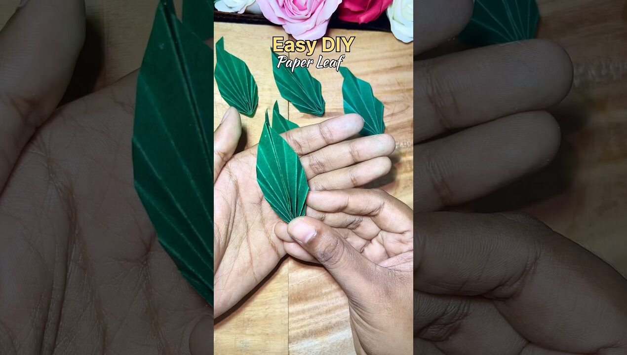 Simple, aesthetic, and so satisfying A DIY paper leaf anyone can try! #DIYleaf #easypaperleafmaking