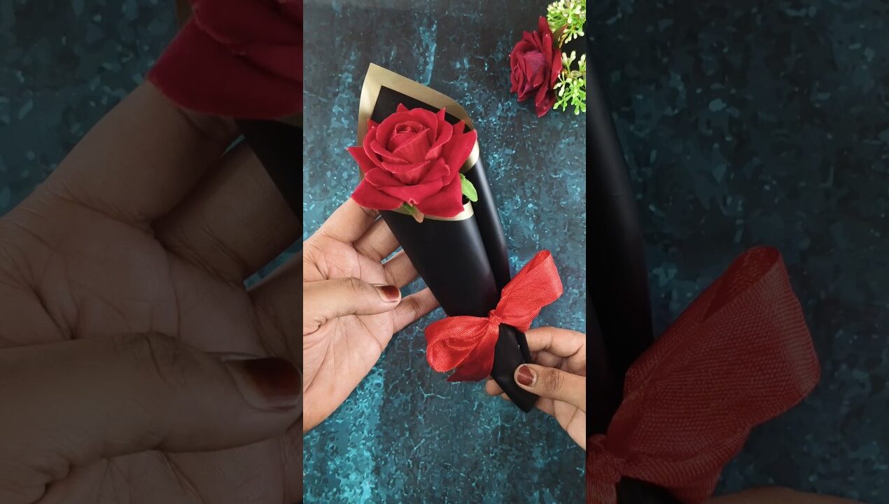 DIY handmade red rose flower bouquet art #flower #bouquet #diy #viral #trending #shorts