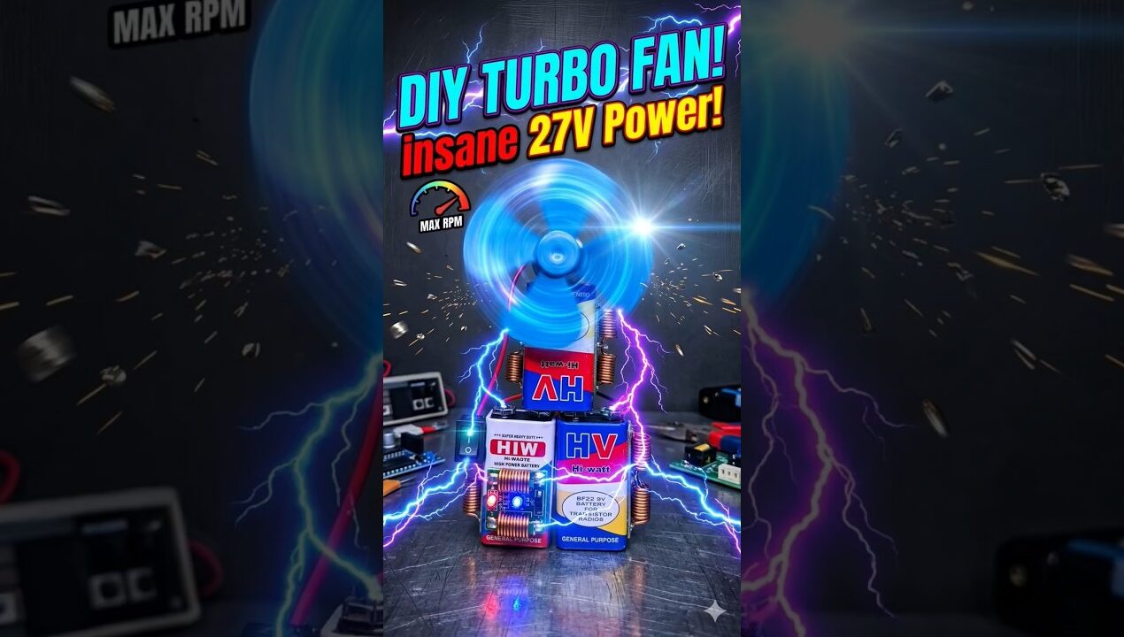 😱Diy Turbo Fan 27V Power😬|wait for last look| #experimnent #diy #shorts