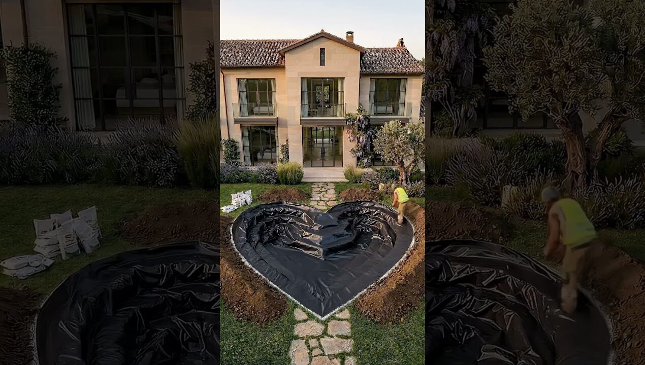 I Turned My Garden Into a Heart-Shaped Pool ❤️  #smartdesign #diy #usa #diyprojects #shortsviral