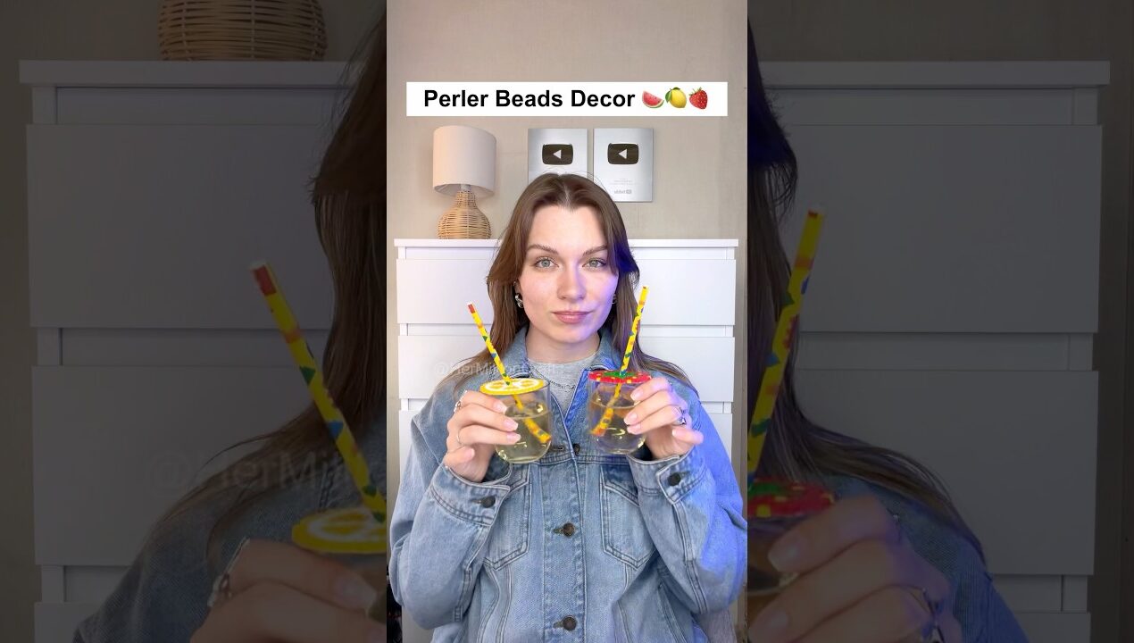 DIY Fruit Drink Covers 🍉🍋🍓 Perler Beads Decor #diy #craft #viral #trending