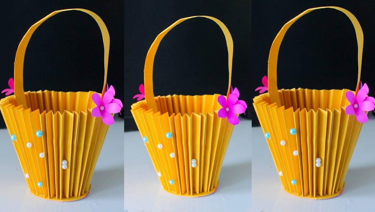 Accordion Paper Basket Making | Paper Bucket in DIY Crafts | New Paper Crafts