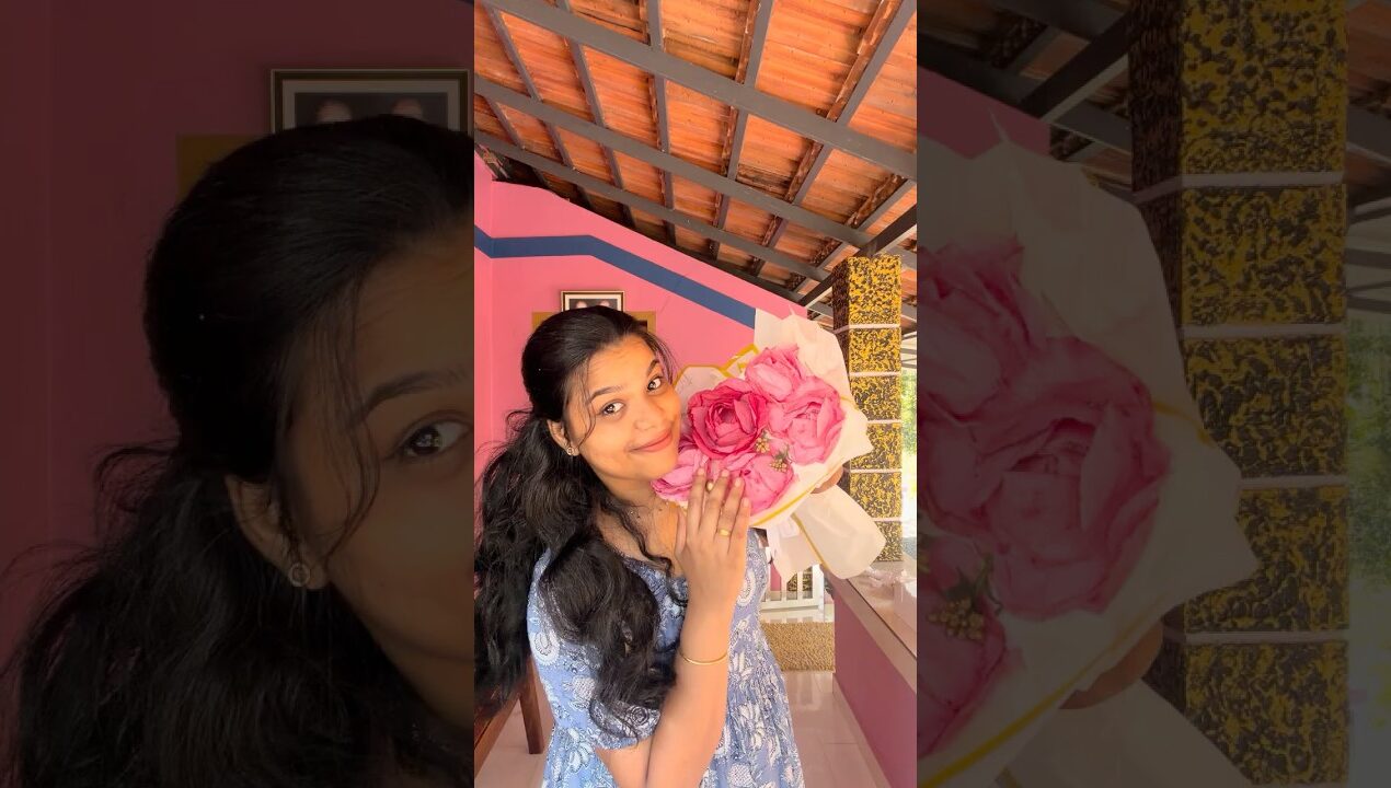 Tissue paper turns to rose bouquet💐❤️#trending #craft #shorts #viral #diy  #youtubeshorts