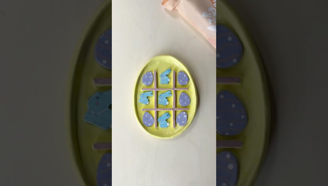 Easter Tic-Tac-Toe 🐣🤩#pottery #airdryclay #giftideas #diy #craft