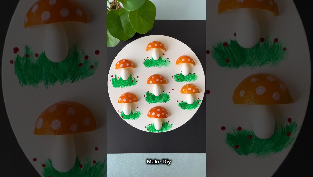 How to Make 3D Mushroom Garden Painting with Toothbrush 🍄 Easy DIY Art & Craft #flowercraft #shorts