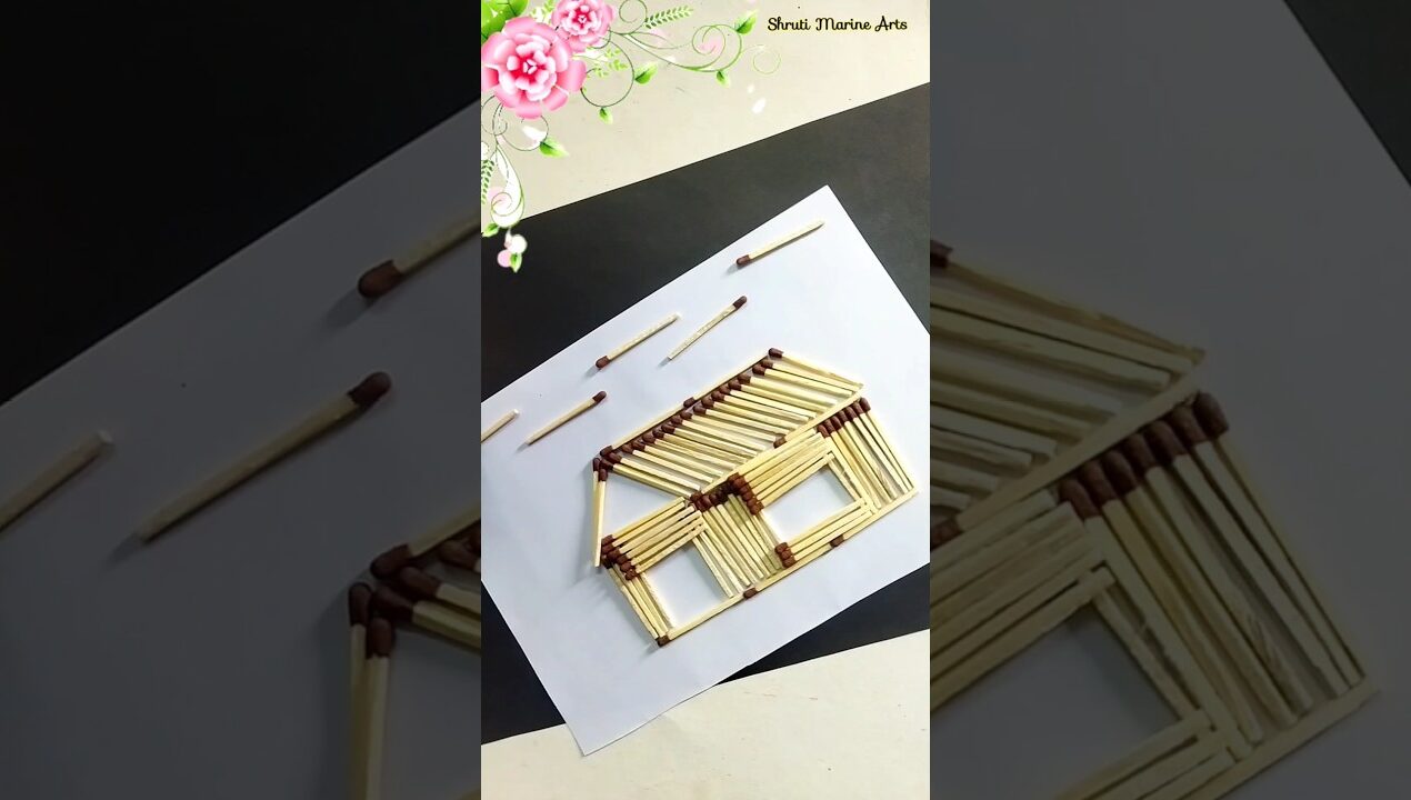 Matchstick House Art | Matchstick Craft Ideas #shorts #shortsfeed #youtubeshorts #trending #diy