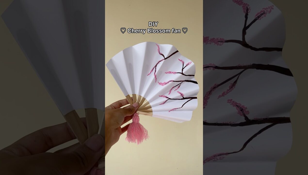 DIY cherry blossom hand fan 🪭 #diy #sakura #spring #papercraft #roomdecor