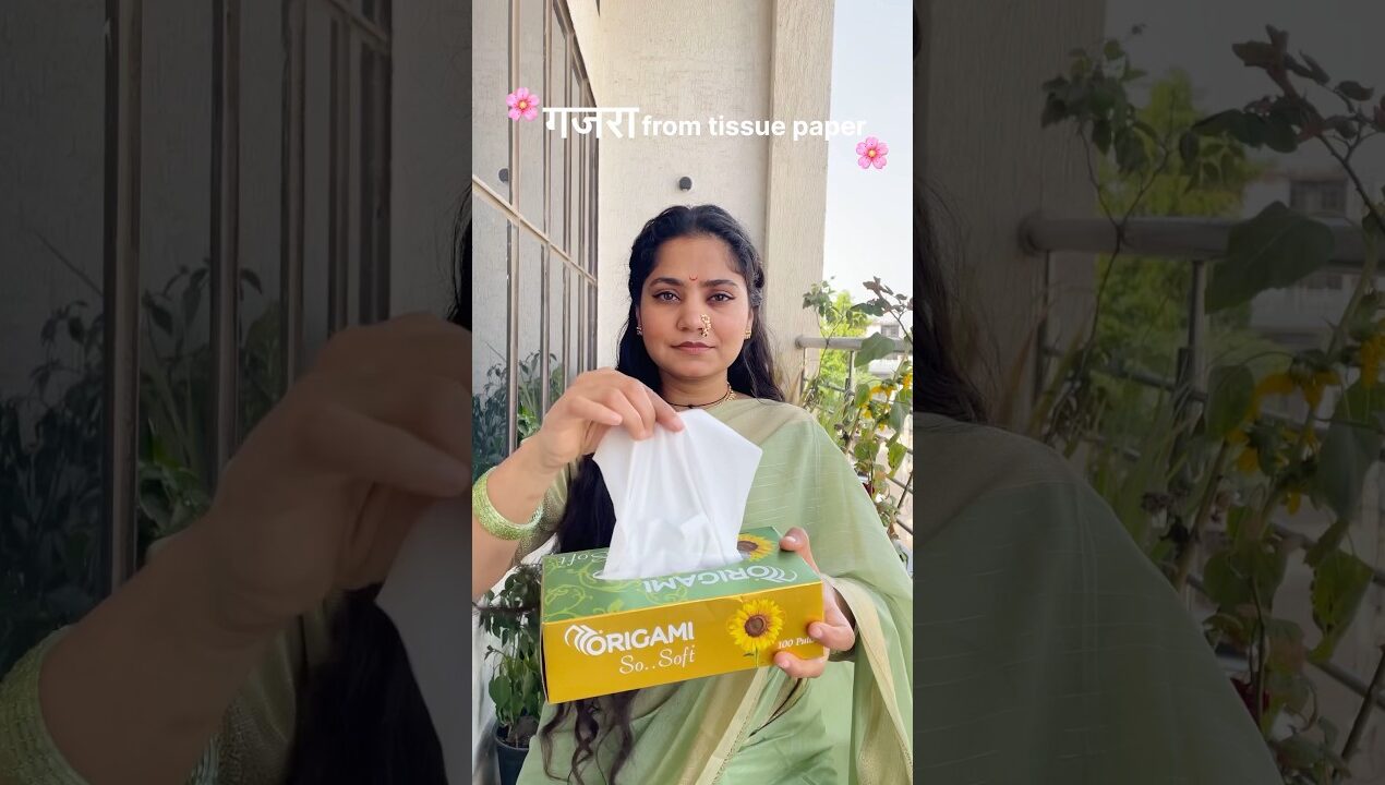 Diy गजरा with tissue paper 🌸 #diy #marathi #khopahairstyle #tranding #hacks