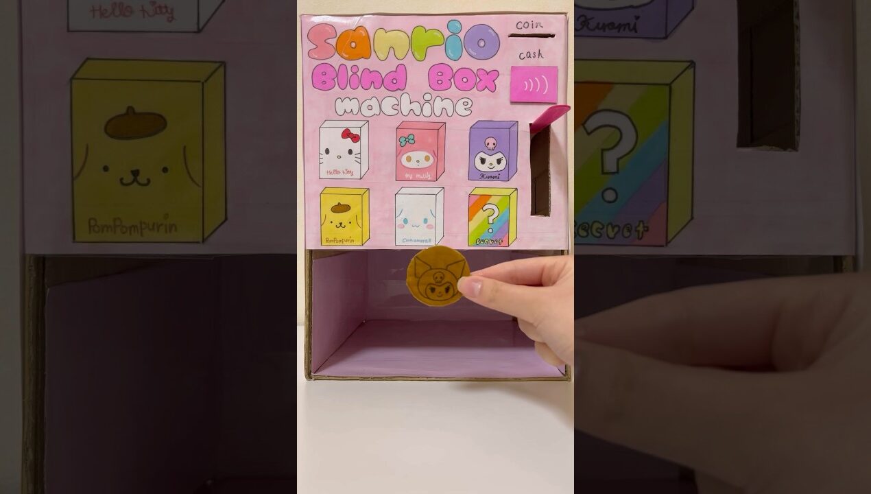 DIY Vending machine !#sanrio#hellokitty#cinnamoroll #kuromi#papercraft#asmr#diy#blindbag#blindbox