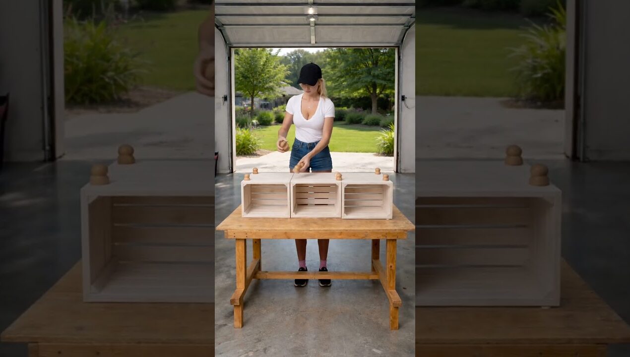 Credenza di design con cassette di legno  #diy #faidate #woodworking