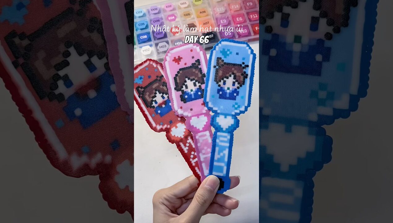 Làm quạt từ các thẻ nhân vật Conan 😗 #perlerbeads #hatnhuaui #diy #fyp