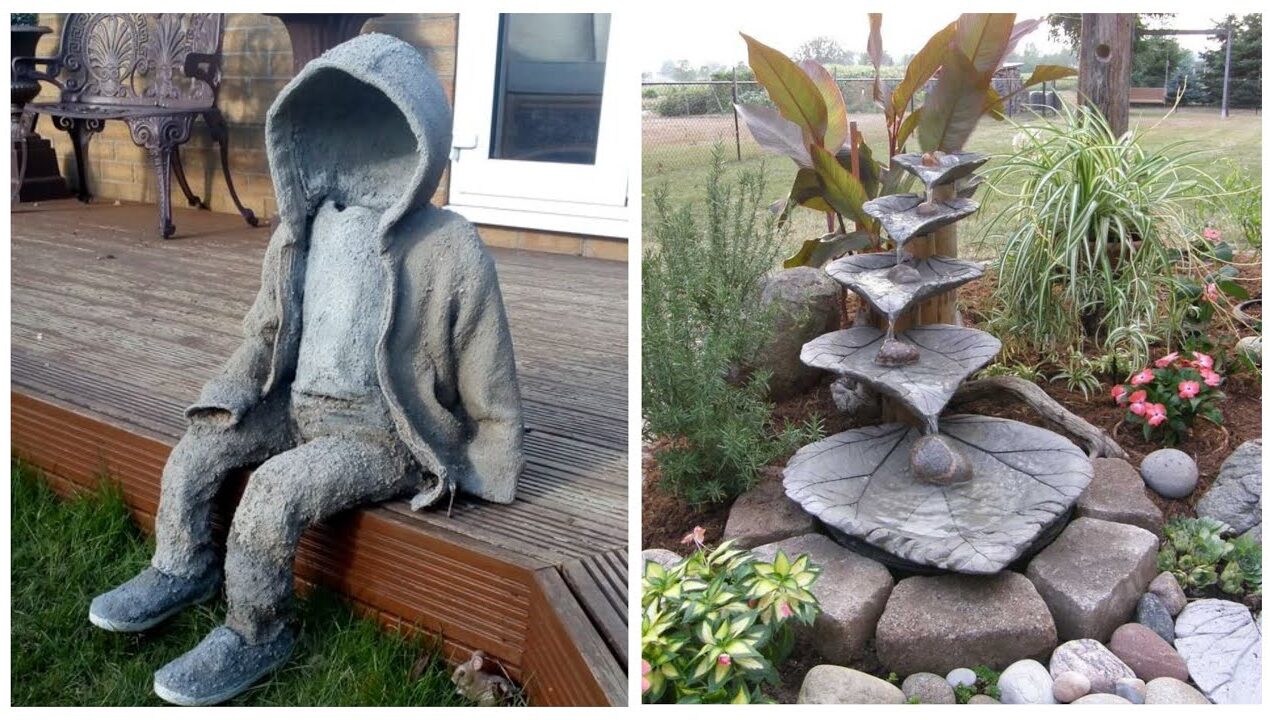 36 ideas for garden crafts and cement sculptures!