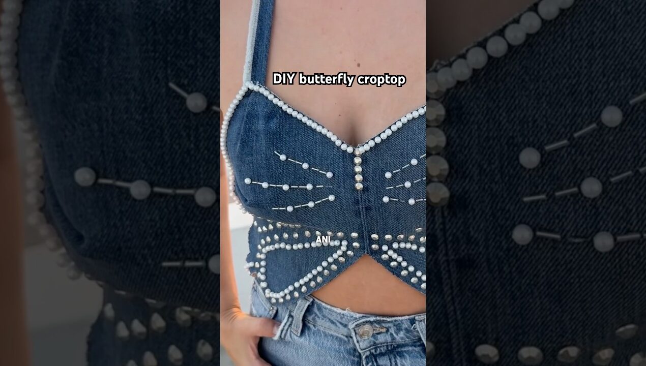 Co říkáte na výsledek? 🦋♻️ *ad #loctite #diy #tutorial #butterflycroptop #upcycle