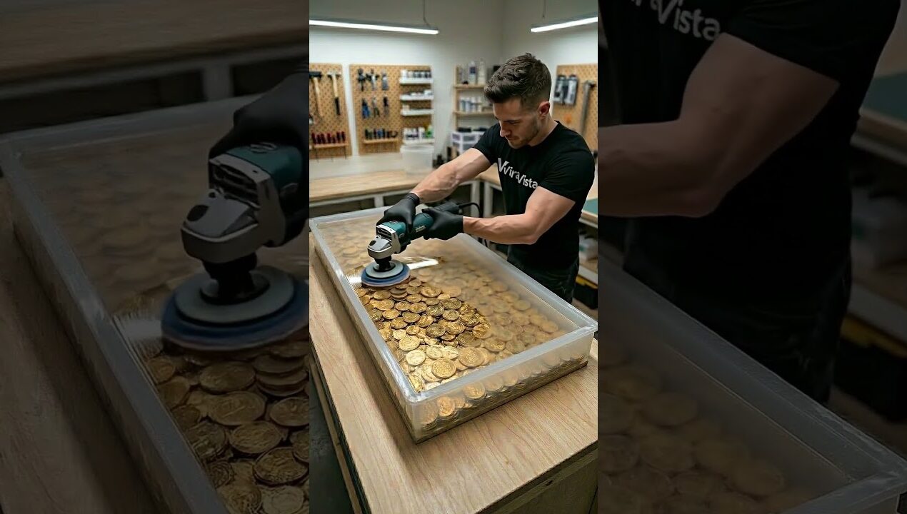 DIY Epoxy Resin Gold Treasure Table Build Using Resin!  #interiordesign #diy