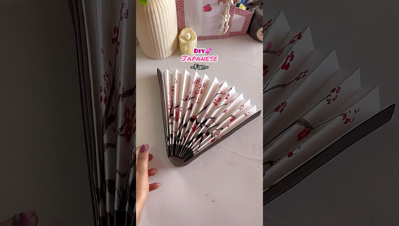 Diy 🌸Japanese Paper Fan 🪭 idea ✨ #diy #craft #shorts #ytshorts