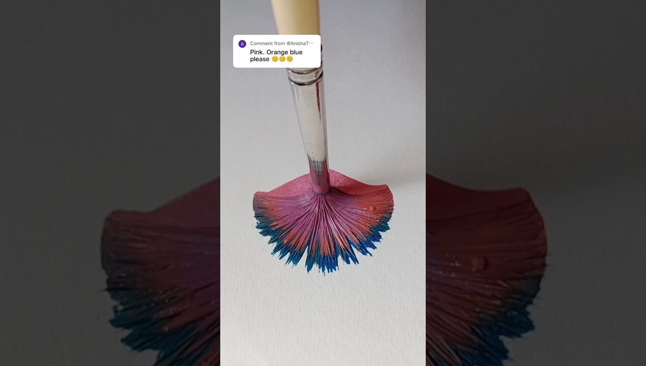 pink orange blue one stroke relaxing art 🖌️#shorts #art #magic #diy #relaxing #shortsfeed