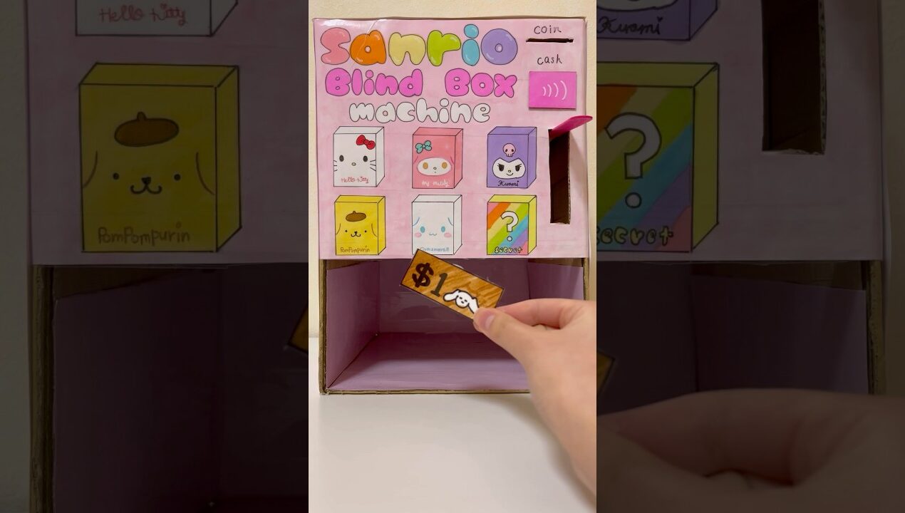 DIY Vending machine !#sanrio#hellokitty#pompompurin#kuromi#papercraft#asmr#diy#blindbag#blindbox