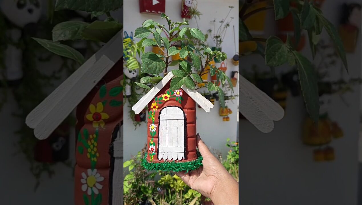 DIY Cutest Hut 🛖 Shape Planter from waste Plastic container #diy #planter #craft #reuse #upcycling