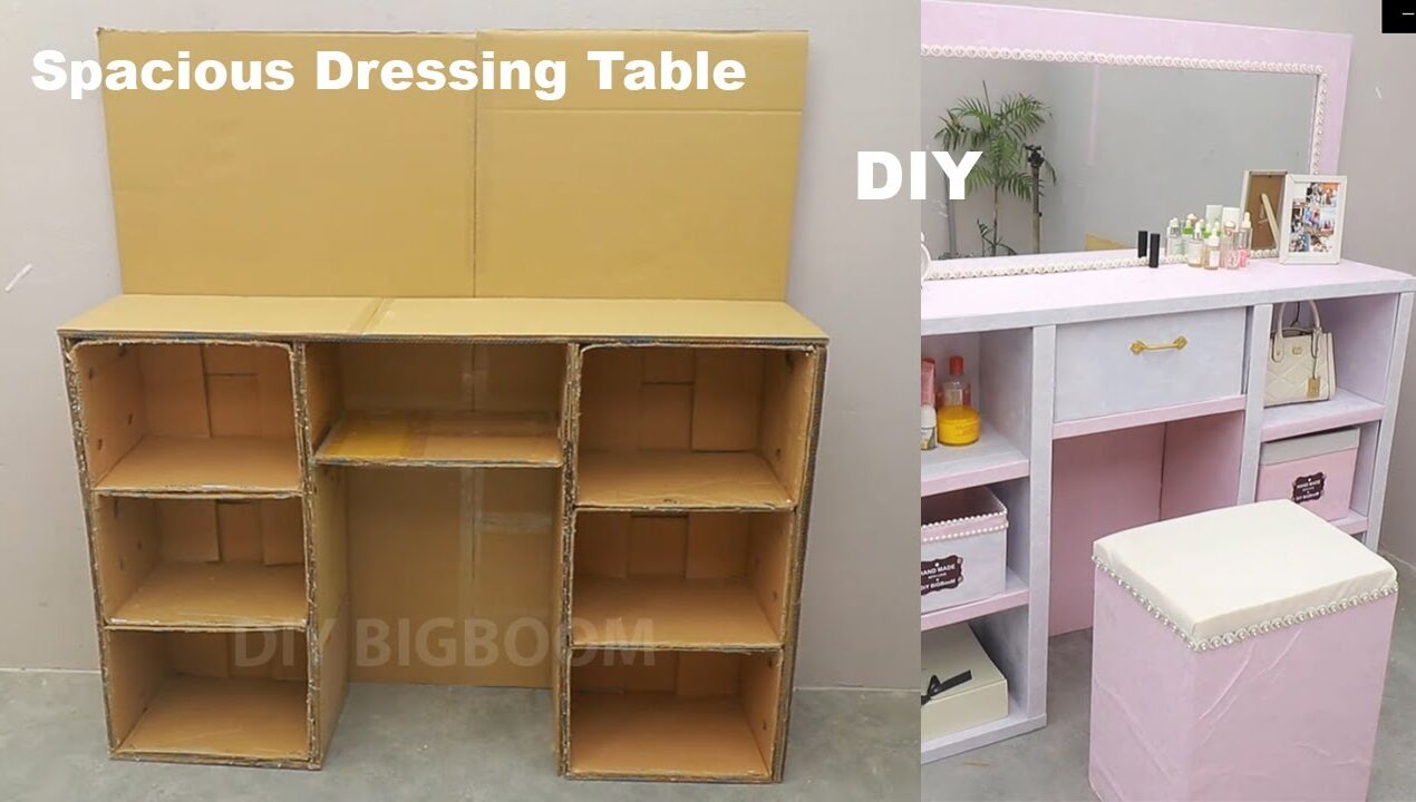 DIY Large Dressing Table from Cardboard – Spacious Dressing Table