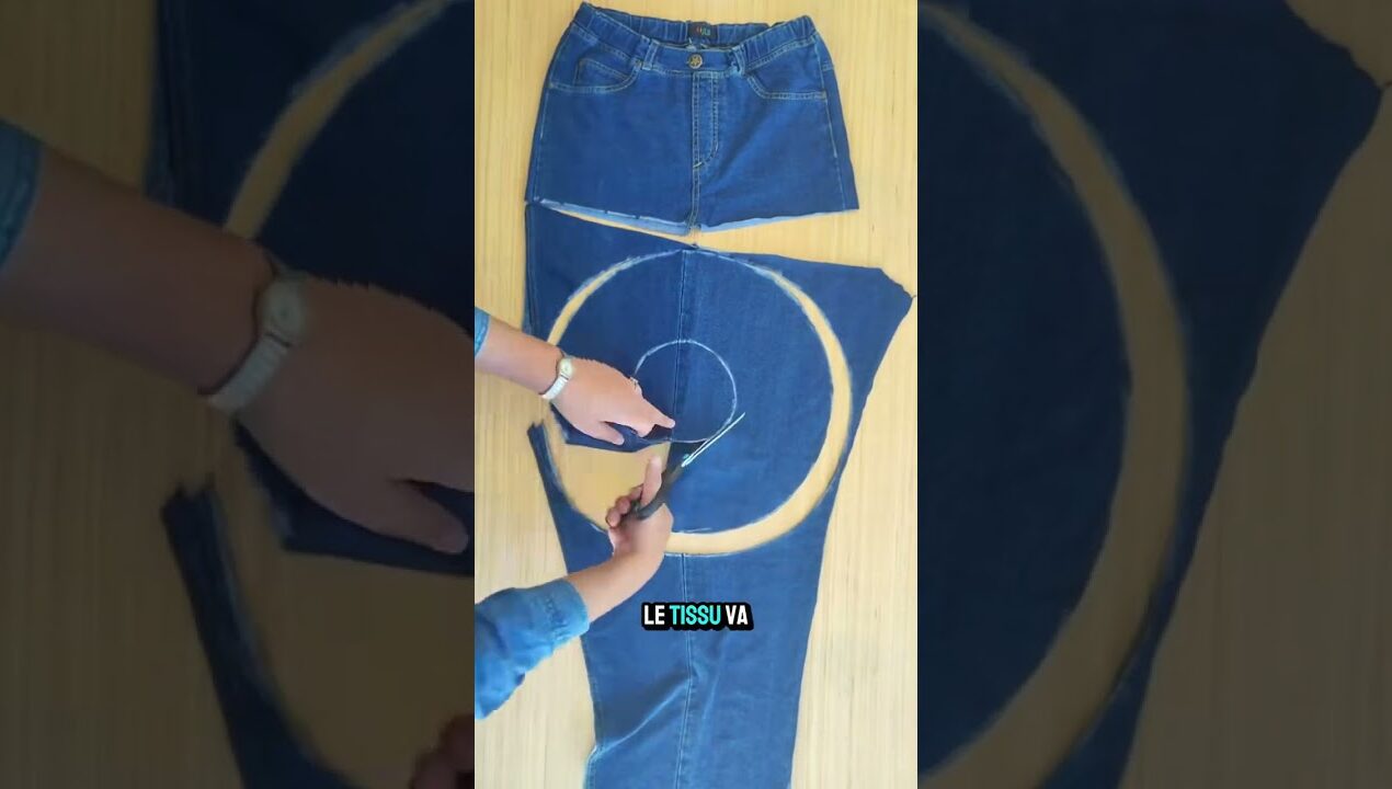 astuce jean en jupe #abonnetoi #diy #sewing