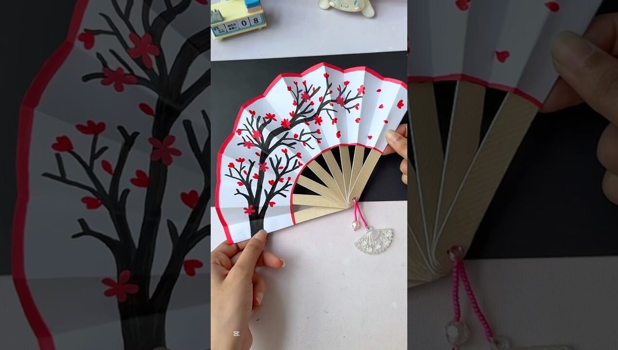 DIY Chinese paper fan 🪭 #tonniartandcraft #diy #art #craft #love