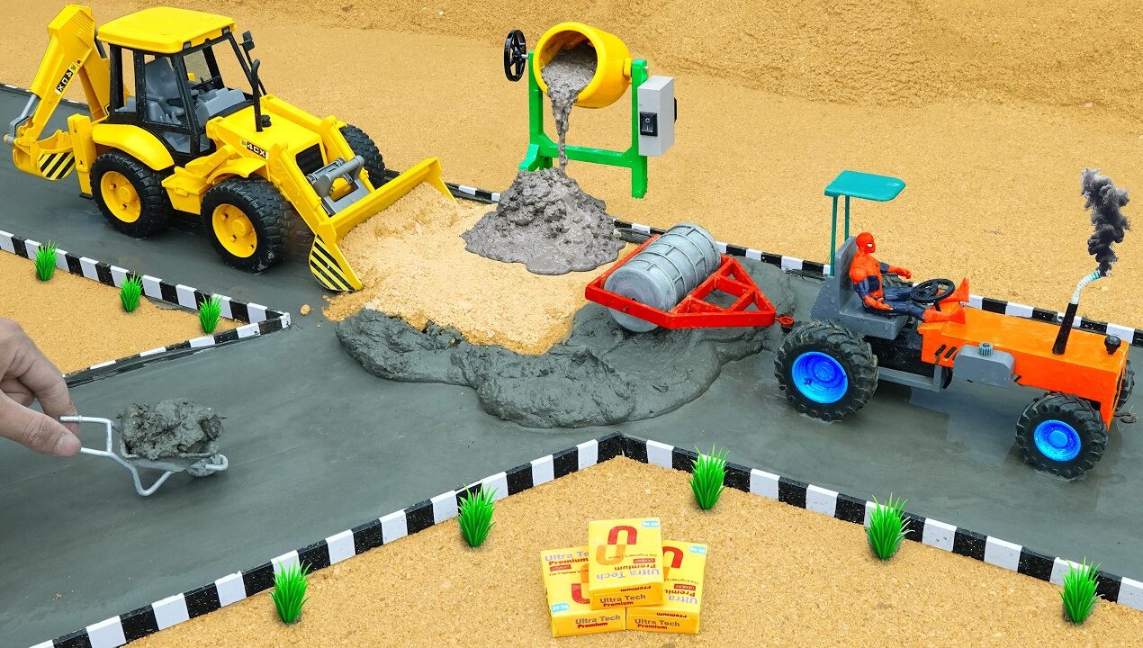 DIY Mini Tractor & JCB Making a Concrete Road | Cement mixer roller | Science Project