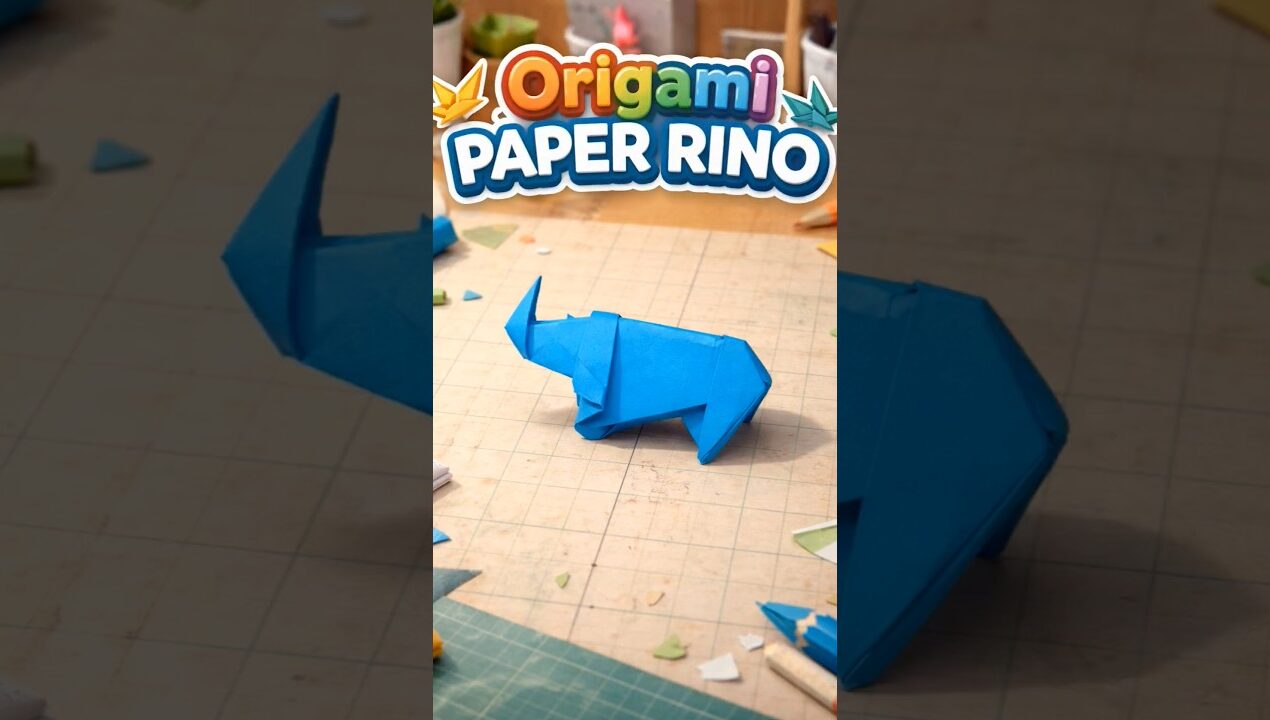 Beautiful Paper Rino making 🦏, easy Paper Animal Craft | #origami #craft #papercraft #shorts #yt
