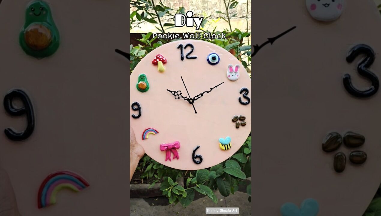 Diy Cute Wall Clock #diy #craft #viralshorts #shorts #wallclock #pookieclock #wallhanging #homedecor