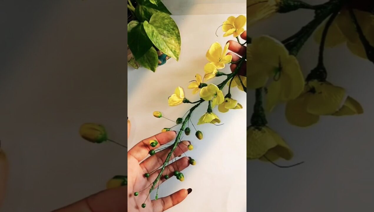 Diy kanikonna using tissue paper for vishu 🌼#shorts #tissuepaperflower #craft #handmade #കണിക്കൊന്ന