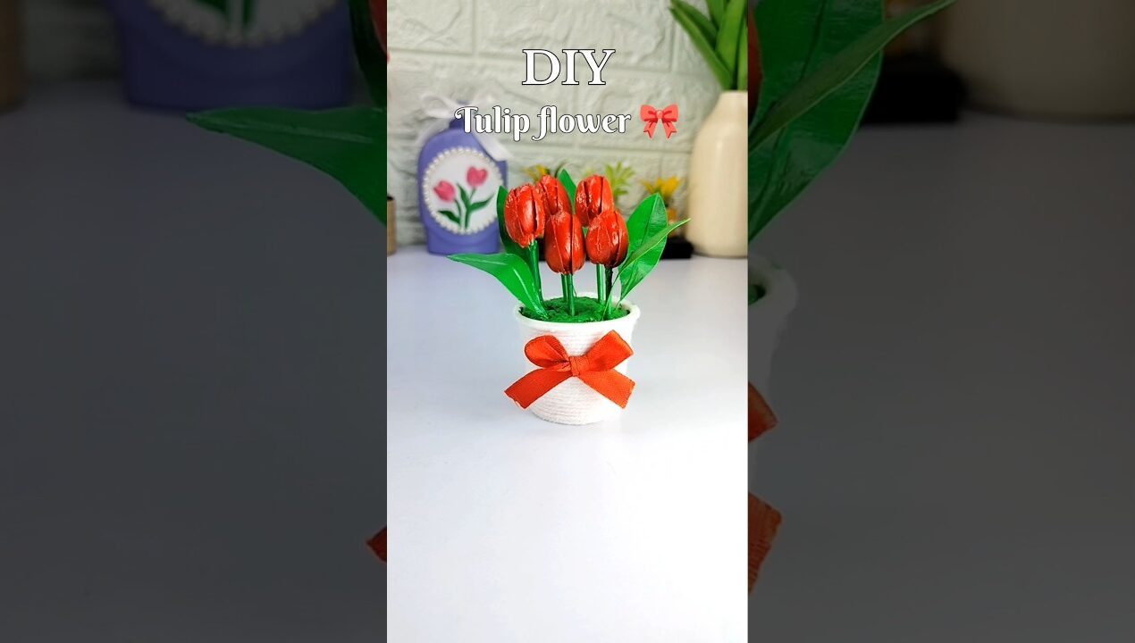 Tulip flower craft | tulip flower | tulip craft | #diy #viralvideo #flowers #diycrafts #handmade