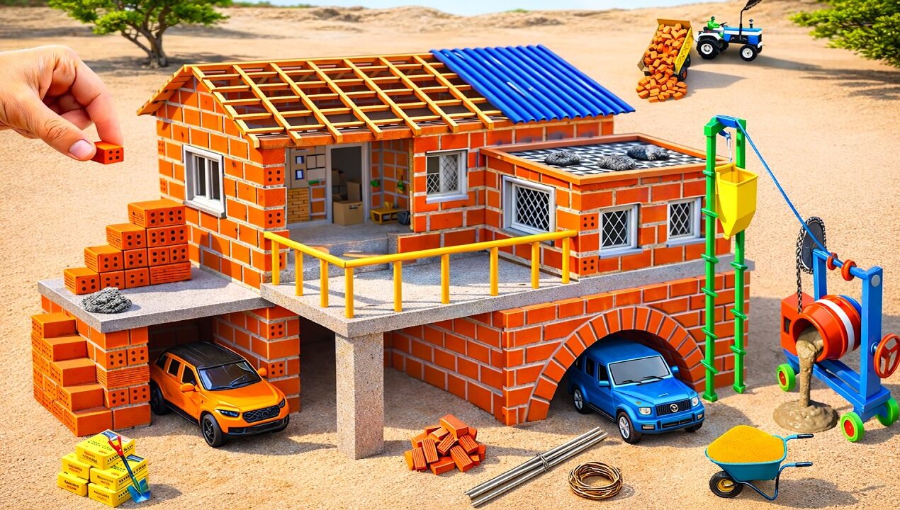 DIY Construction Science Project – Building a Strong 2-Story Disaster Resistant House Modern Garage