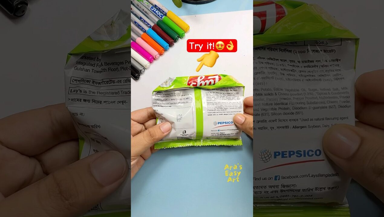 ⁠🥫👍 Viral Chips Packet Folding Hack @ArasEasyArt #viral #ytshorts #lays #chips