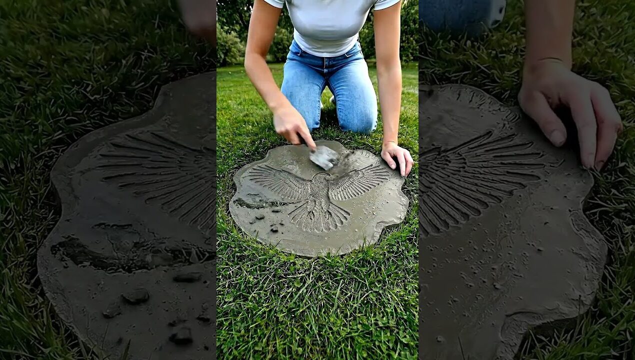 She created Concrete Eagle Stepping Stones PATH!Transformation You NEED to See!  #viraldiy #usa