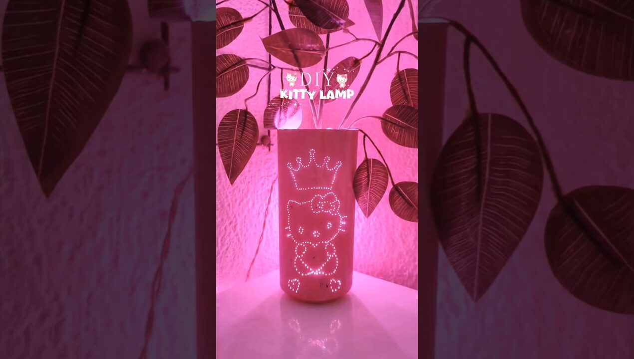 Diy Hello Kitty Lamp 💗Aesthetic Room Decor #shorts #viral #trending #craft #art #diy #decor