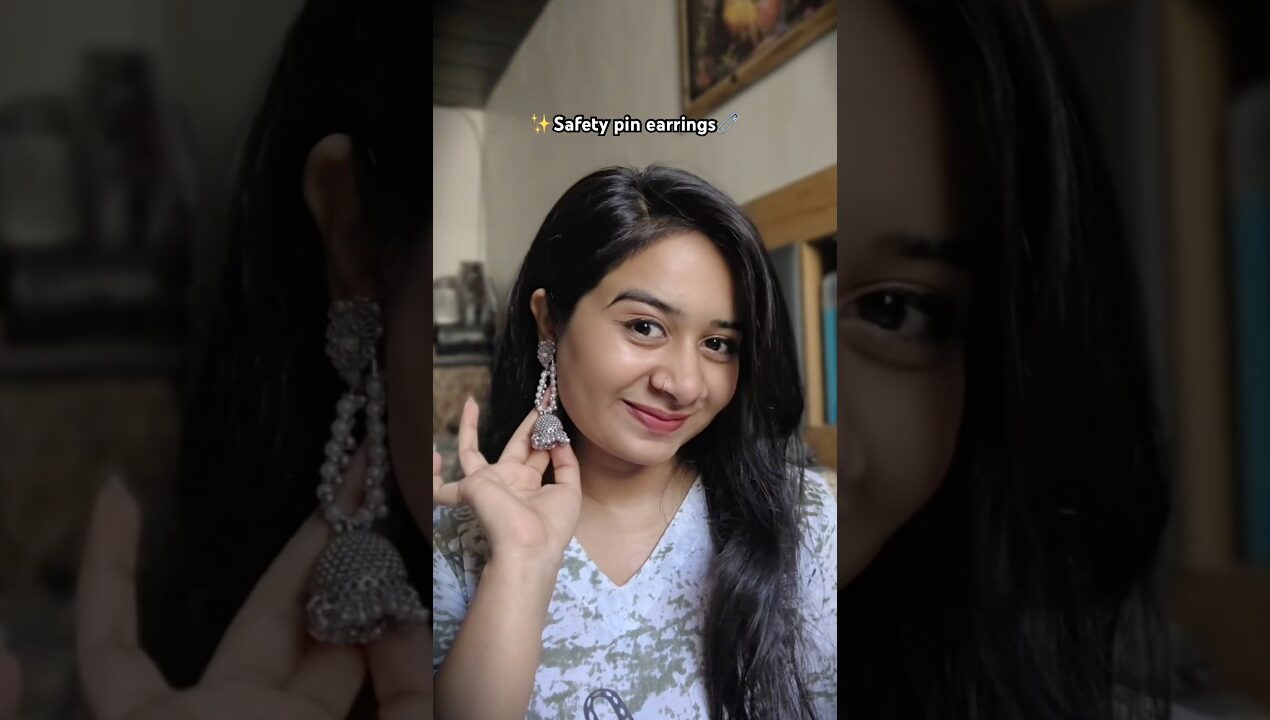Diy Safety Pin 🧷 Earrings #shorts  #youtubeshorts #hack #ytshorts #trending #viral #diy