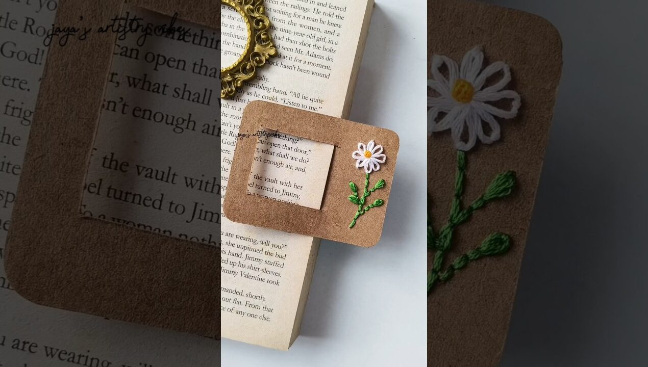 DIY Embroidered Bookmark Idea #diy #bookmark #art #craft #shorts